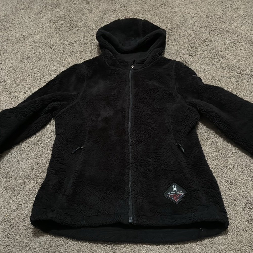 Spyder Los Gatos Style Zip Up Jacket-Wmns Sz S-Black-Hooded-Zip Pockets-GUC - Picture 12 of 16
